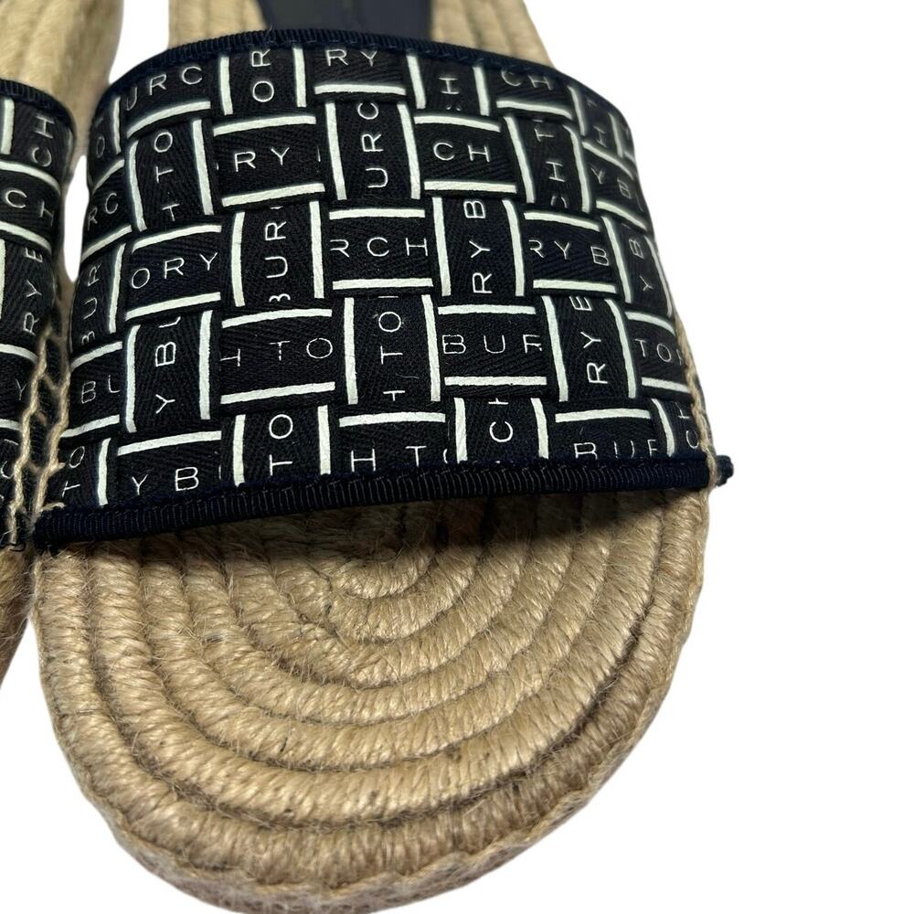 TORY BURCH logo Ribbon Espadrille Slide Shoes  Size 6 - Picture 9 of 12